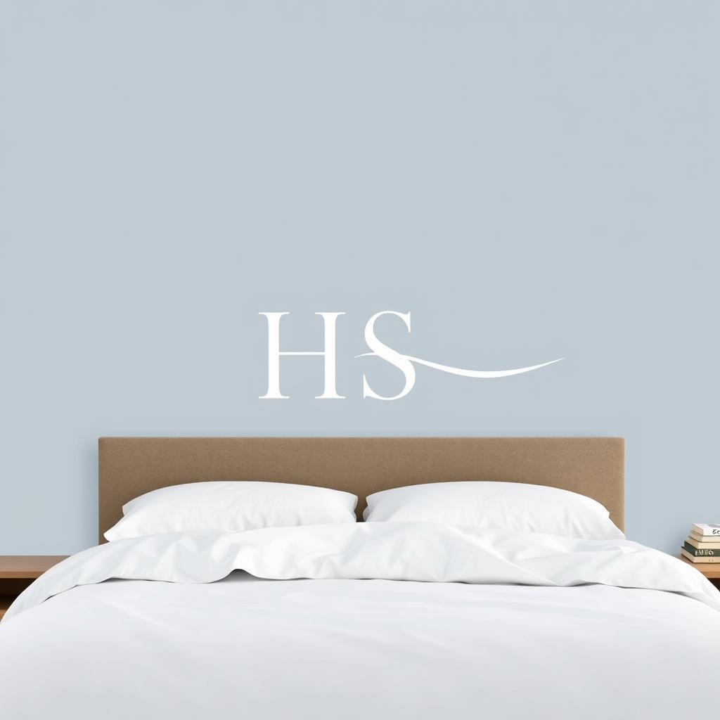 A minimalist logo design for a company named 'HS' that specializes in manufacturing bed linens for hotels