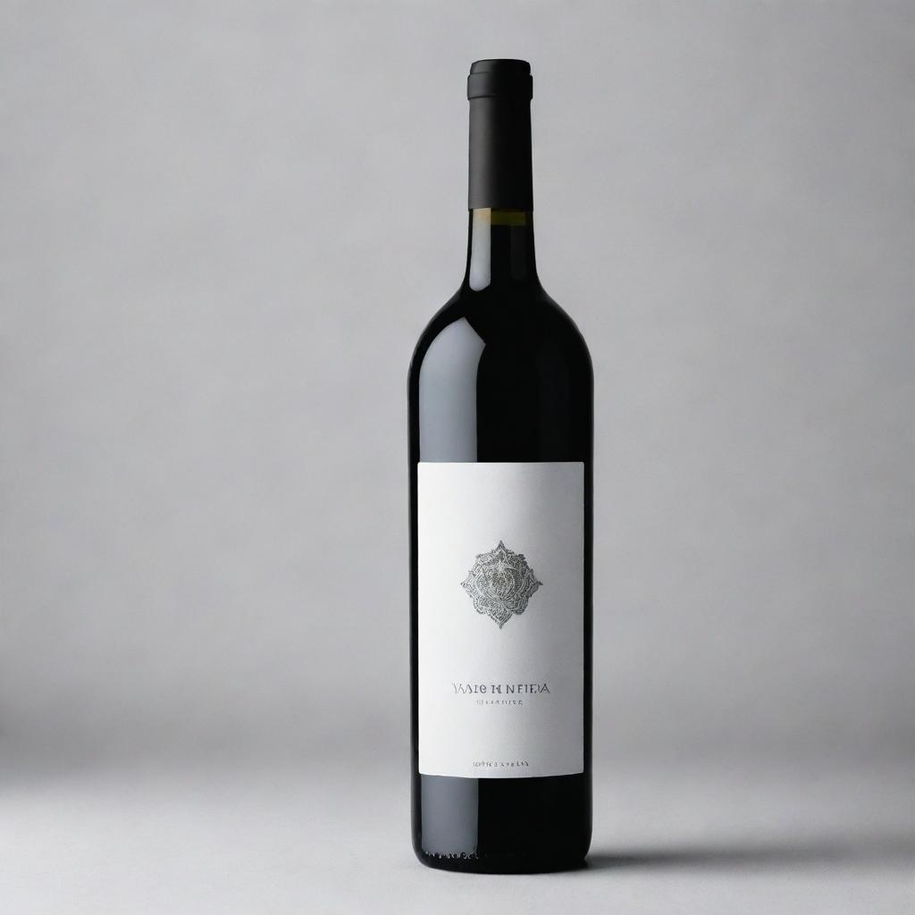 A minimalistic wine bottle design named 'Yarkhushta', incorporating minimalist design principles along with subtle Armenian details or motifs