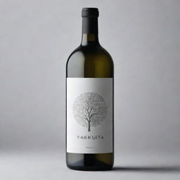 A minimalistic wine bottle design named 'Yarkhushta', incorporating minimalist design principles along with subtle Armenian details or motifs