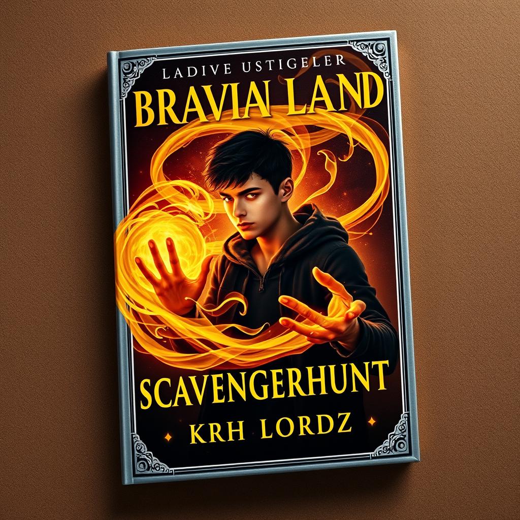 A captivating book cover titled 'BRAVIAN LAND: SCAVENGERHUNT'