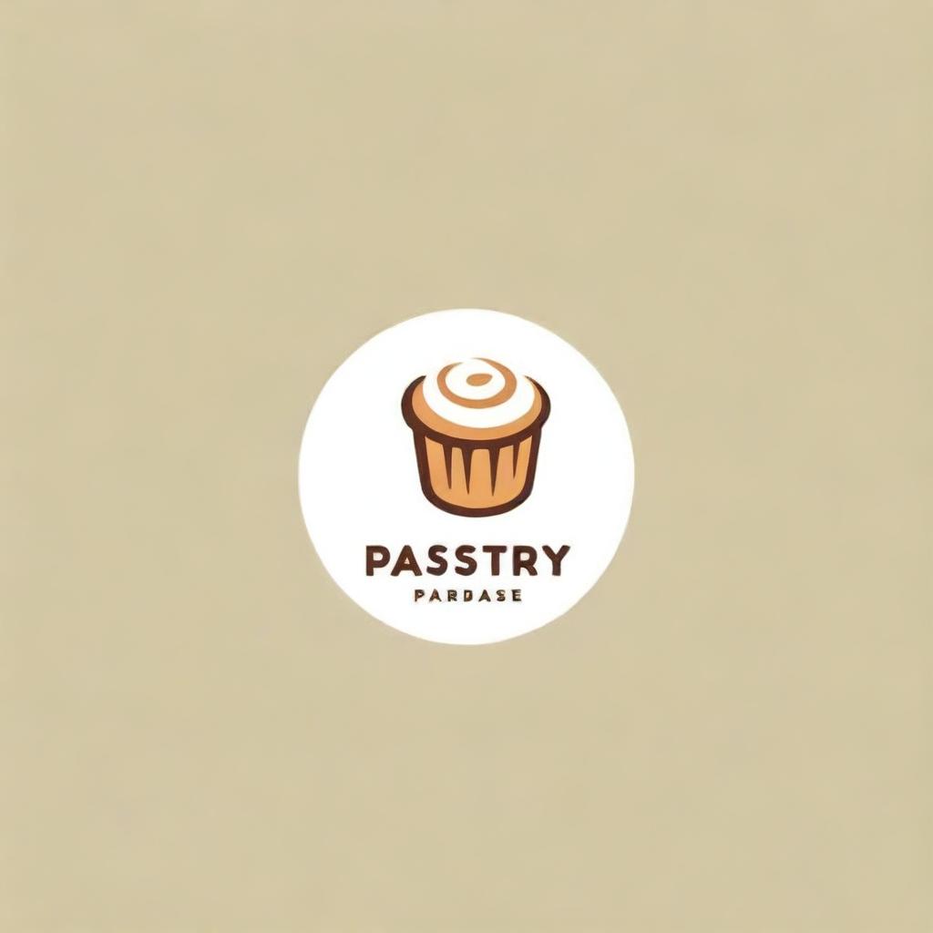 Generate a minimalist-style logo for a bakery named 'Pastry Paradise', with simple lines and neutral colours highlighting pastries.