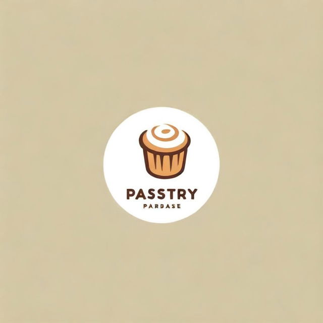 Generate a minimalist-style logo for a bakery named 'Pastry Paradise', with simple lines and neutral colours highlighting pastries.