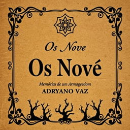 A book cover design for 'Os Nove: Memórias de um Armagedom' by Adryano Vaz