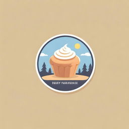 A whimsical yet professional logo for a bakery named 'Pastry Paradise', incorporating pastries like croissants, donuts and cupcakes in a paradise setting with trees and sunshine.