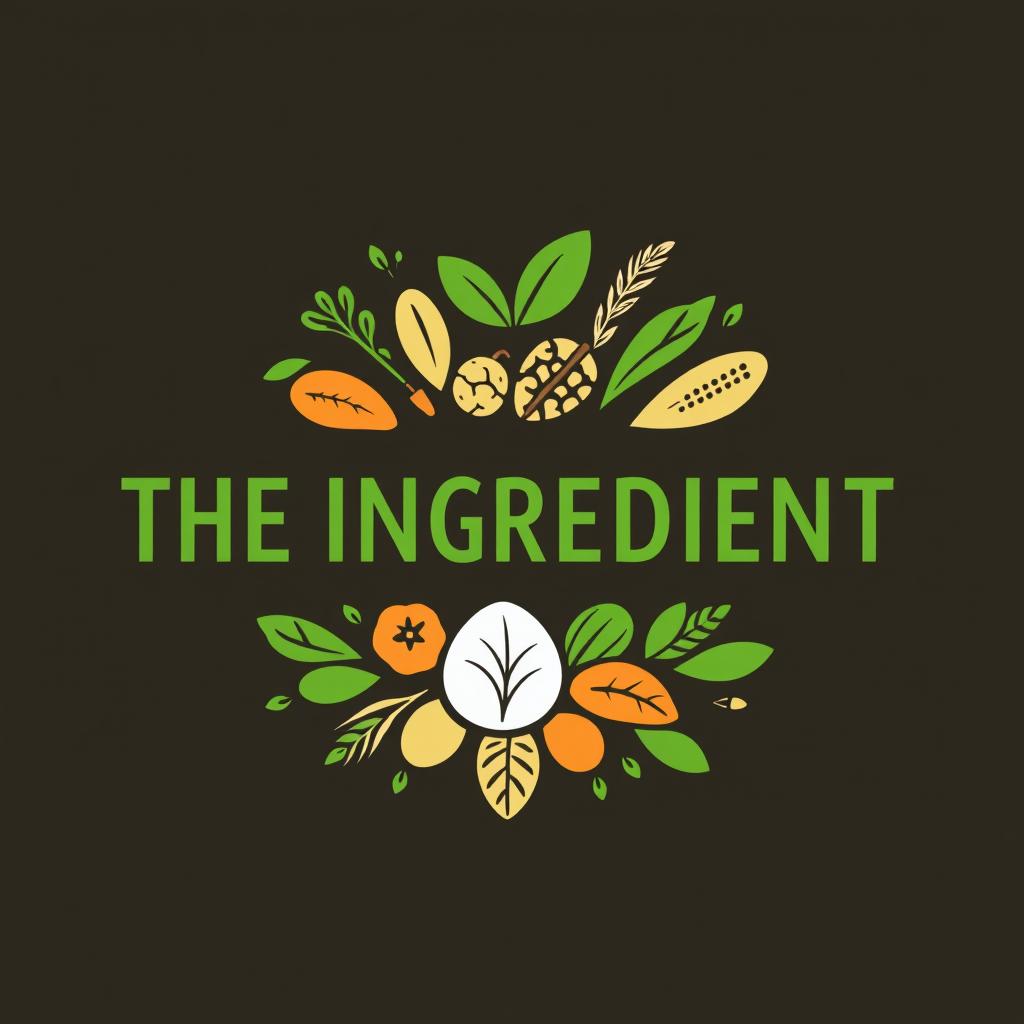 A vibrant logo for a company called "THE INGREDIENT" focusing on healthy foods