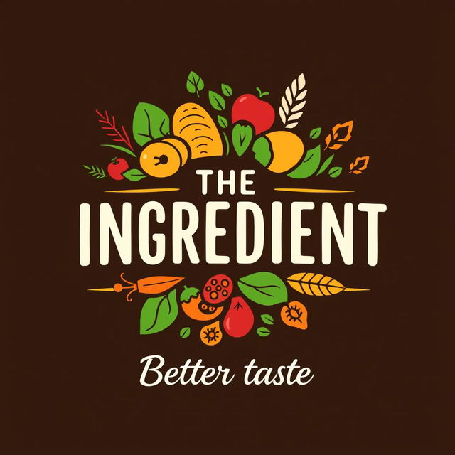 A vibrant logo for a company named "THE INGREDIENT" specializing in healthy foods, with the slogan "Better taste" incorporated into the design