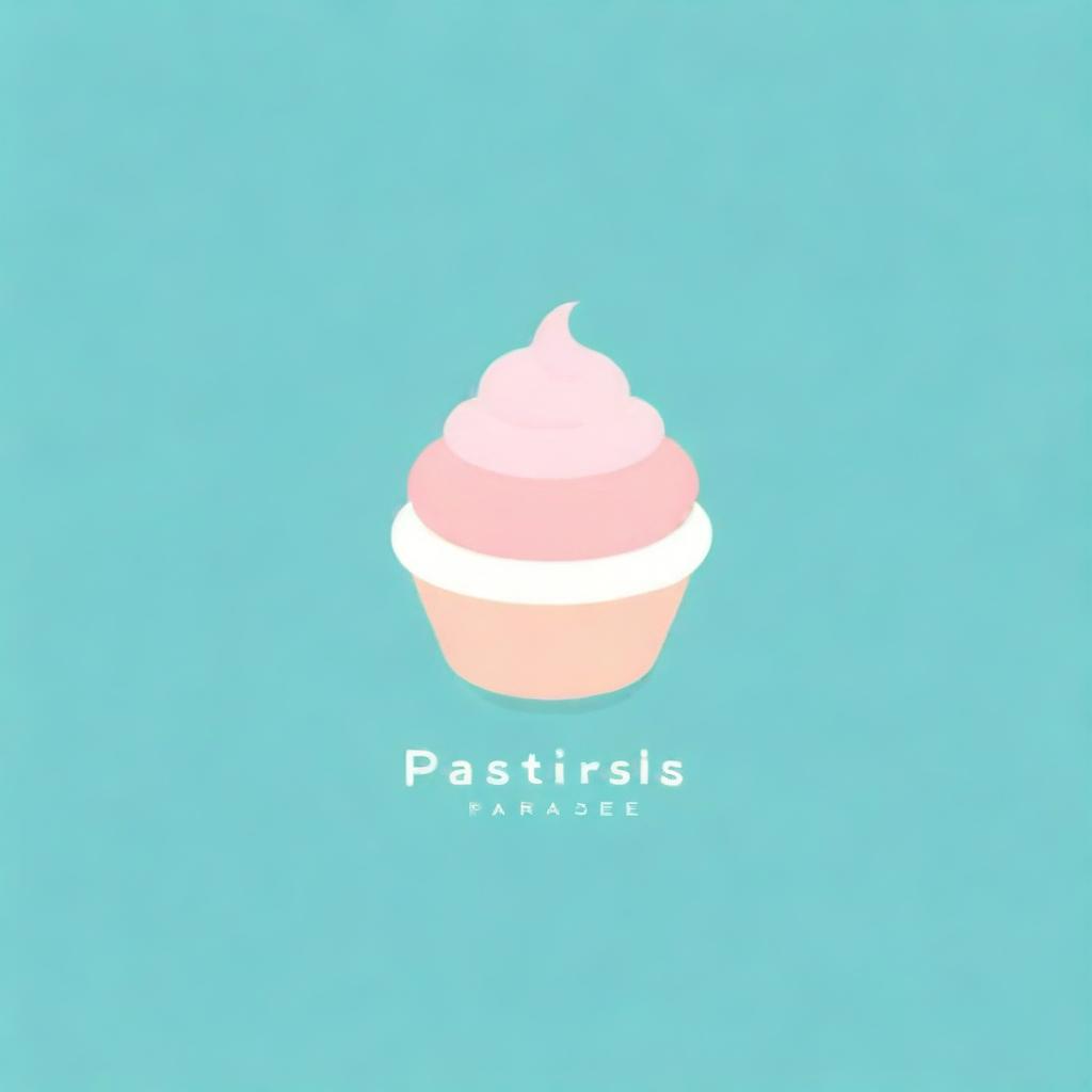 Minimalist logo design for a pastry business named 'Pastry Paradise', using soft pastel colors and simple elements associated with pastries and paradise.