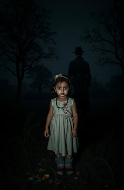 In a dimly lit scene, a field sparsely populated with eucalyptus trees looms ominously