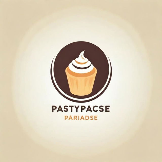 Create a minimalist logo design for a pastry business named 'Pastry Paradise'. The logo should convey notions of delicious, mouth-watering pastries in a sleek, simplified style.