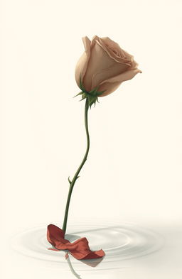 A hauntingly beautiful illustration of a single, long-stemmed rose with muted colors