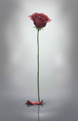 A hauntingly beautiful illustration of a single, long-stemmed rose with muted colors