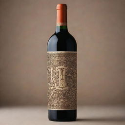 Design a wine bottle with intricate Armenian details, labeled 'YARKHUSHTA', incorporating symbols of dance, culture and vine motifs.