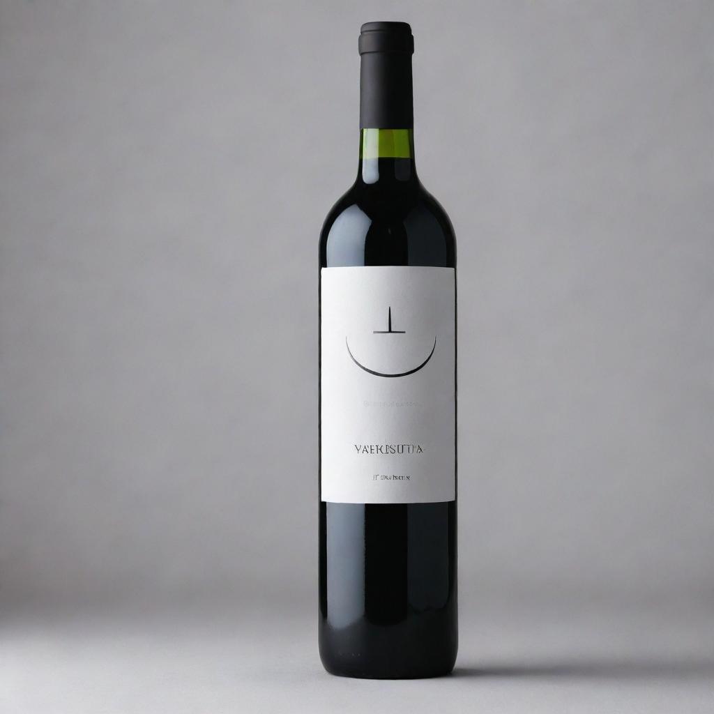 Create a minimalist design for a wine bottle labelled 'YARKHUSHTA', incorporating subtle Armenian details and featuring clean lines and simple shapes.