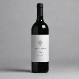 Create a minimalist design for a wine bottle labelled 'YARKHUSHTA', incorporating subtle Armenian details and featuring clean lines and simple shapes.