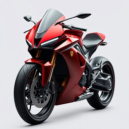 A futuristic Ferrari sports bike inspired by the Ferrari F1000 SP2, showcasing a sleek and exotic design with a heavily aerodynamic form