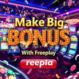 An engaging casino promotional image that highlights the theme 'Make Big Bonus With Freeplay'