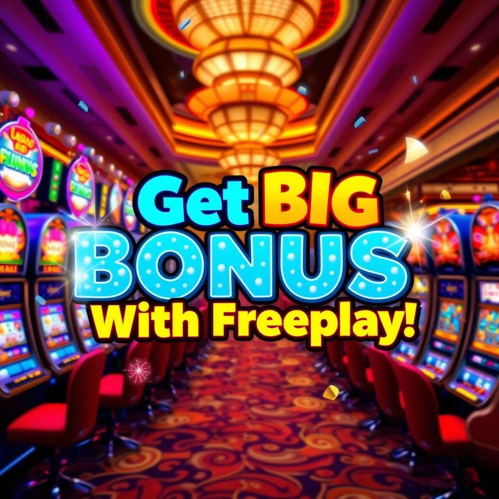 An eye-catching promotional image for a casino event featuring the phrase 'Get Big Bonus With Freeplay'