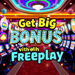 An eye-catching promotional image for a casino event featuring the phrase 'Get Big Bonus With Freeplay'