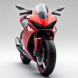 A futuristic Ferrari sports bike inspired by the Ferrari F1000 SP2 and the Ferrari SF-90, featuring a sleek and exotic aerodynamic design