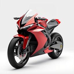 A futuristic Ferrari sports bike inspired by the Ferrari F1000 SP2 and the Ferrari SF-90, featuring a sleek and exotic aerodynamic design