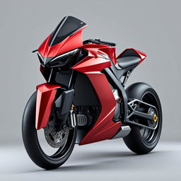 A futuristic Ferrari Hyper Sports Motorcycle inspired by the Ferrari F1000 SP2 and the Ferrari SF-90, showcasing a sleek and exotic design