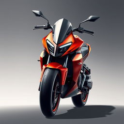 A stunning front lateral view and full body shot of a beautifully drawn futuristic sport naked bike, specifically a 125cc model inspired by the Citroen and DS brands, as well as the Seat automobile aesthetic