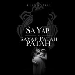 A minimalist novel cover for 'Sayap Sayap Patah', featuring a poignant scene that captures the essence of sacrifice