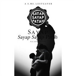 A minimalist novel cover for 'Sayap Sayap Patah', featuring a poignant scene that captures the essence of sacrifice