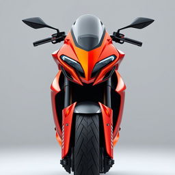 A beautifully designed futuristic hyper sport naked bike, showcasing a front view full-body perspective