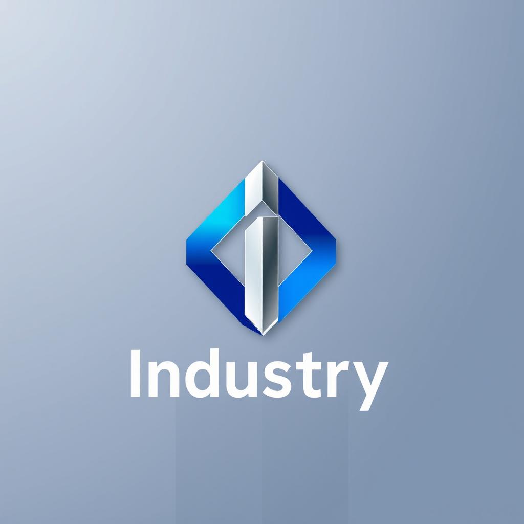 A modern and sleek logo design for an industry, featuring bold geometric shapes and a combination of blue and silver colors