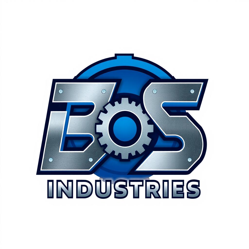 A bold and modern logo design for 'B S Industries', featuring the letters 'B' and 'S' creatively intertwined