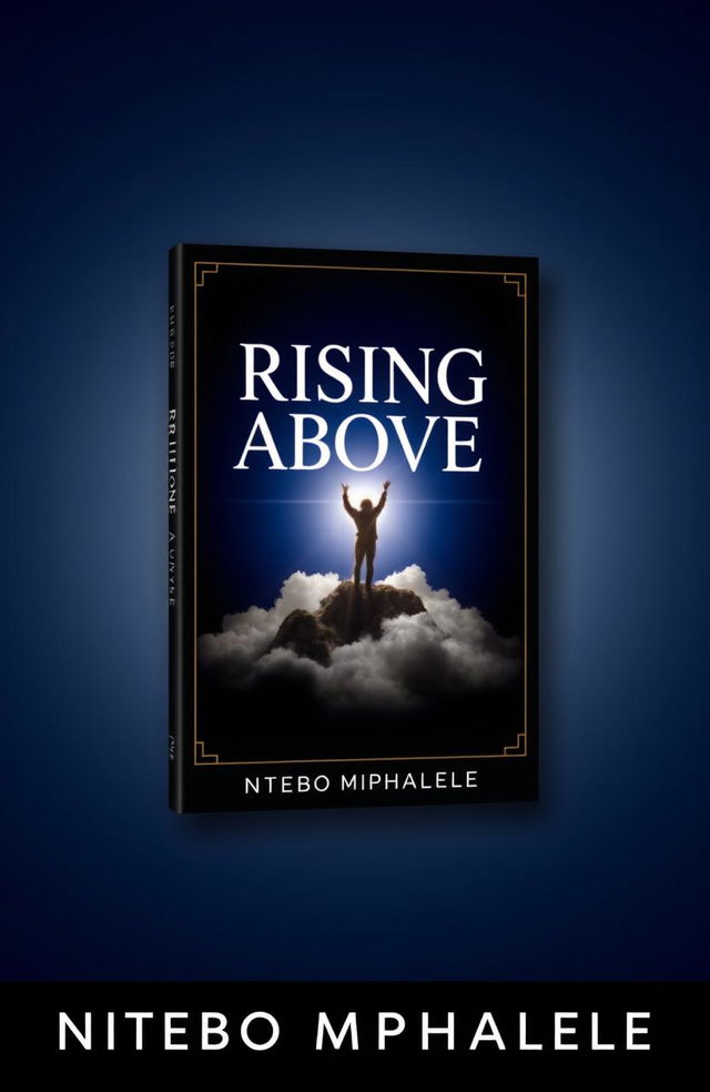 A bold and elegant book cover for 'Rising Above' by NTEBO MPHAHLELE