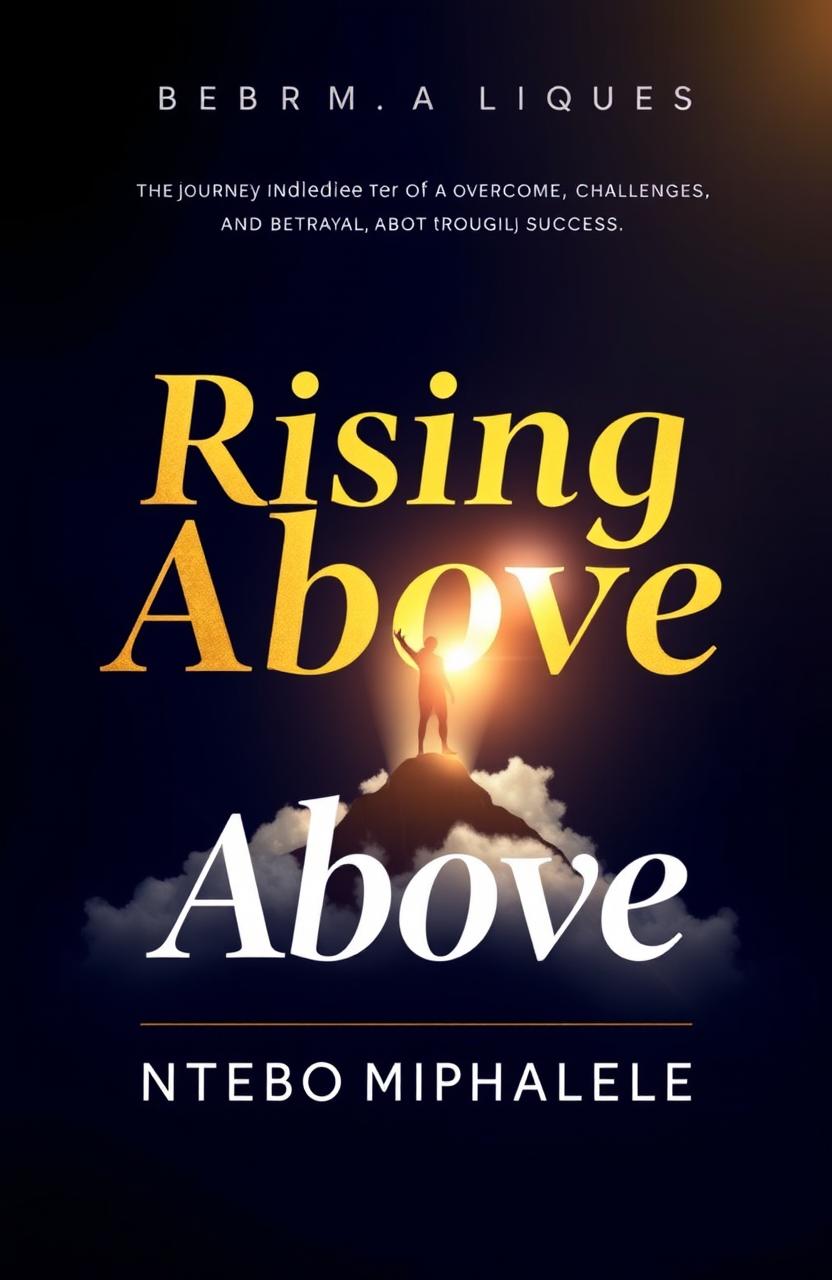 A bold and elegant book cover for 'Rising Above' by NTEBO MPHAHLELE