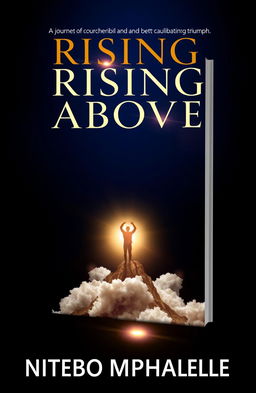 A bold and elegant book cover for 'Rising Above' by NTEBO MPHAHLELE