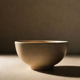 An empty bowl sitting under soft warm lighting, devoid of any contents.