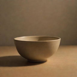 An empty bowl sitting under soft warm lighting, devoid of any contents.