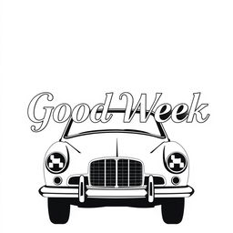 A minimalist logo design for a company called 'Good Week' that specializes in collectible retro cars