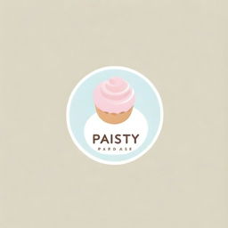 A minimalist and casual logo for a pastry shop named 'Pastry Paradise' with a modern typeface and subtle pastel colors, featuring a stylized pastry or croissant as a core design element.