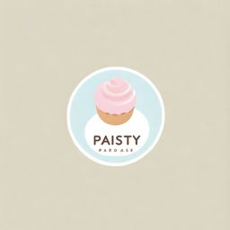 A minimalist and casual logo for a pastry shop named 'Pastry Paradise' with a modern typeface and subtle pastel colors, featuring a stylized pastry or croissant as a core design element.