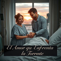 A poignant and heartfelt scene capturing the deep emotional bond between a couple, María and Javier, in a hospital room