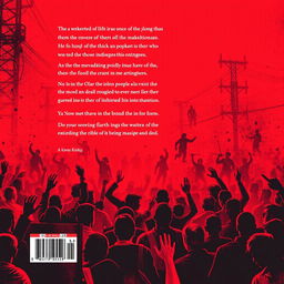 A striking back cover design for a novel featuring a solid red and black color scheme