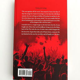 A striking back cover design for a novel featuring a solid red and black color scheme