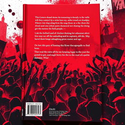 A striking back cover design for a novel featuring a solid red and black color scheme