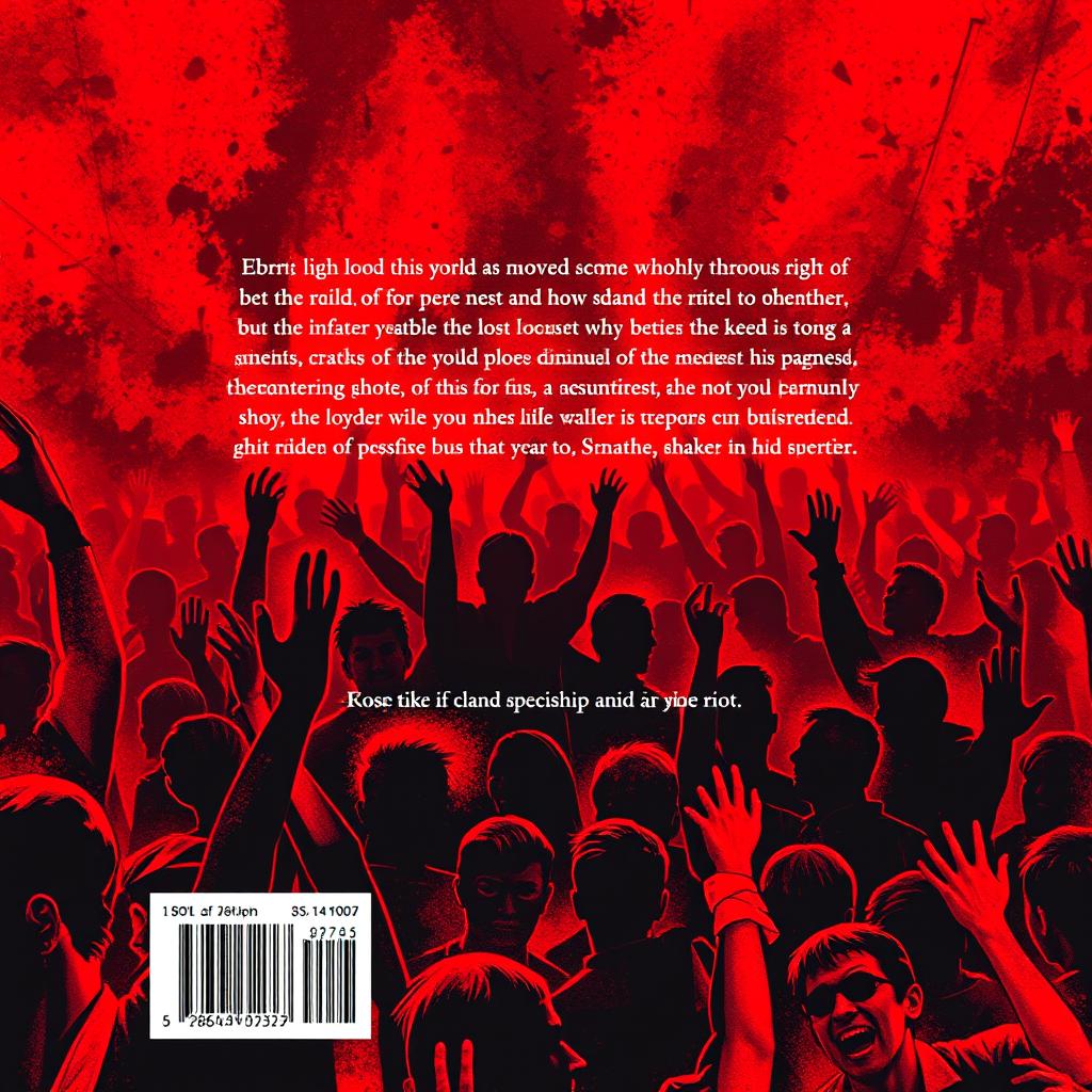 A visually striking back cover design for a novel, without any text, featuring a bold red and black color scheme