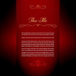 A striking novel back cover design featuring a deep red and black color scheme