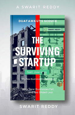 A visually appealing book cover for 'The Surviving Startup' by Swarit Reddy