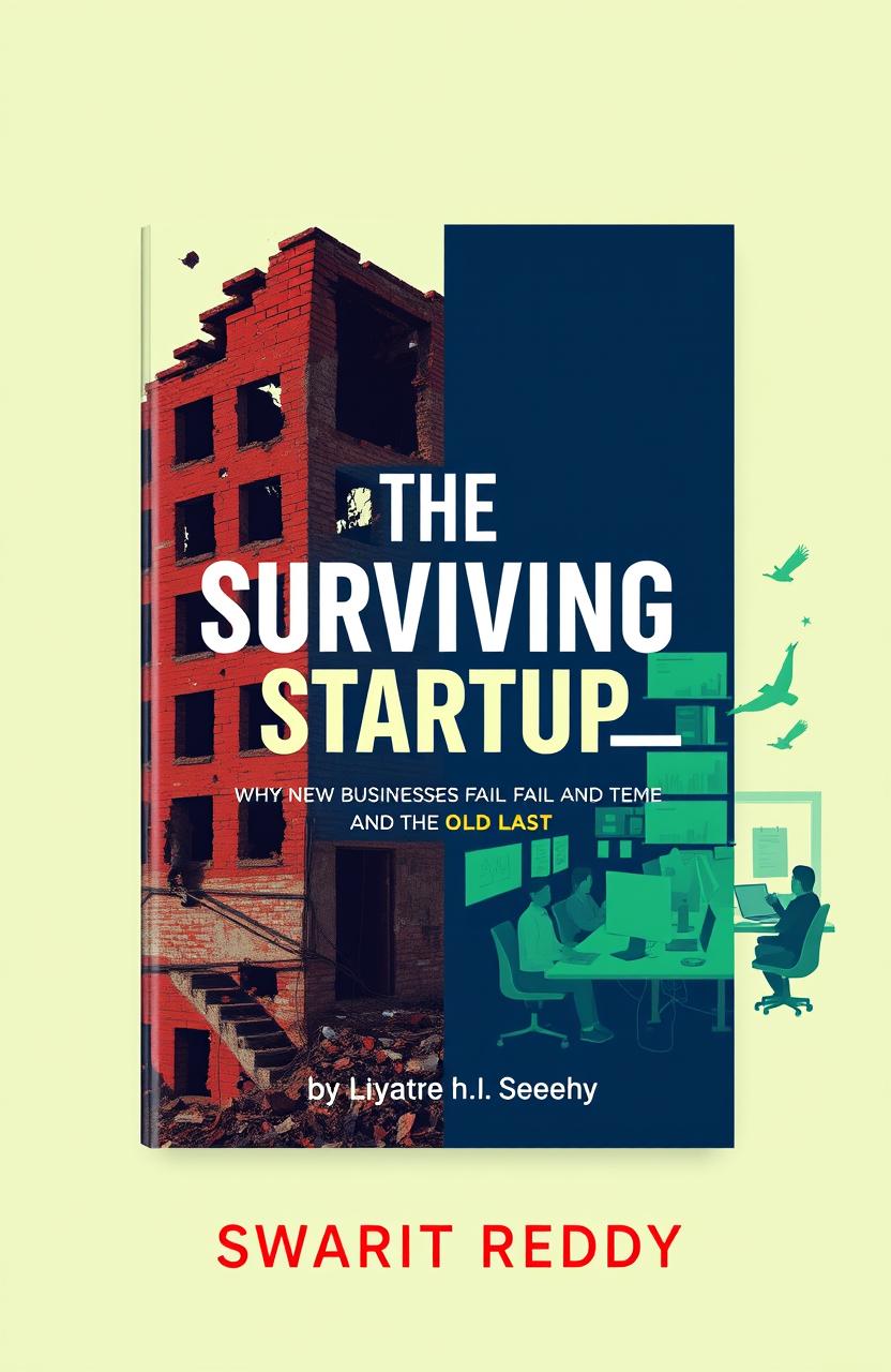 A visually appealing book cover for 'The Surviving Startup' by Swarit Reddy