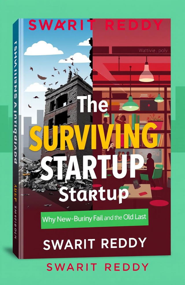 A visually appealing book cover for 'The Surviving Startup' by Swarit Reddy