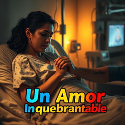 An evocative scene encapsulating the deep bond between Maria and Javier in a hospital room, symbolizing their love and resilience amidst adversity