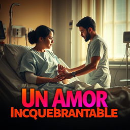 An evocative scene encapsulating the deep bond between Maria and Javier in a hospital room, symbolizing their love and resilience amidst adversity